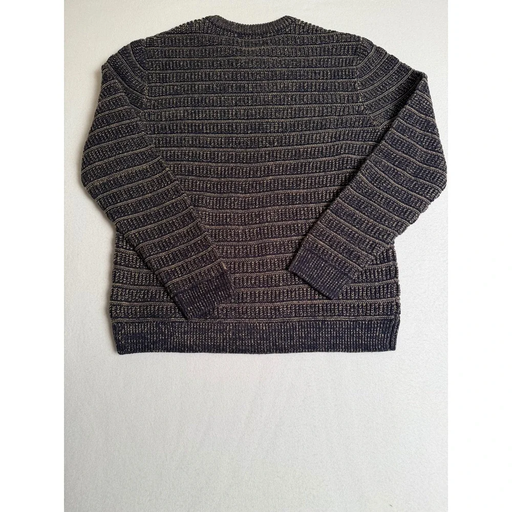 Goodfellow & Co Mens Navy Blue Tan Striped Knit Sweater Medium VN2004856